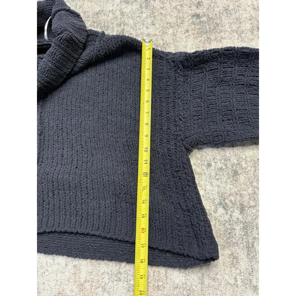 Women Free People Be Yours Black Cowl Neck Pullover Sweater Slouchy Boxy Cozy S